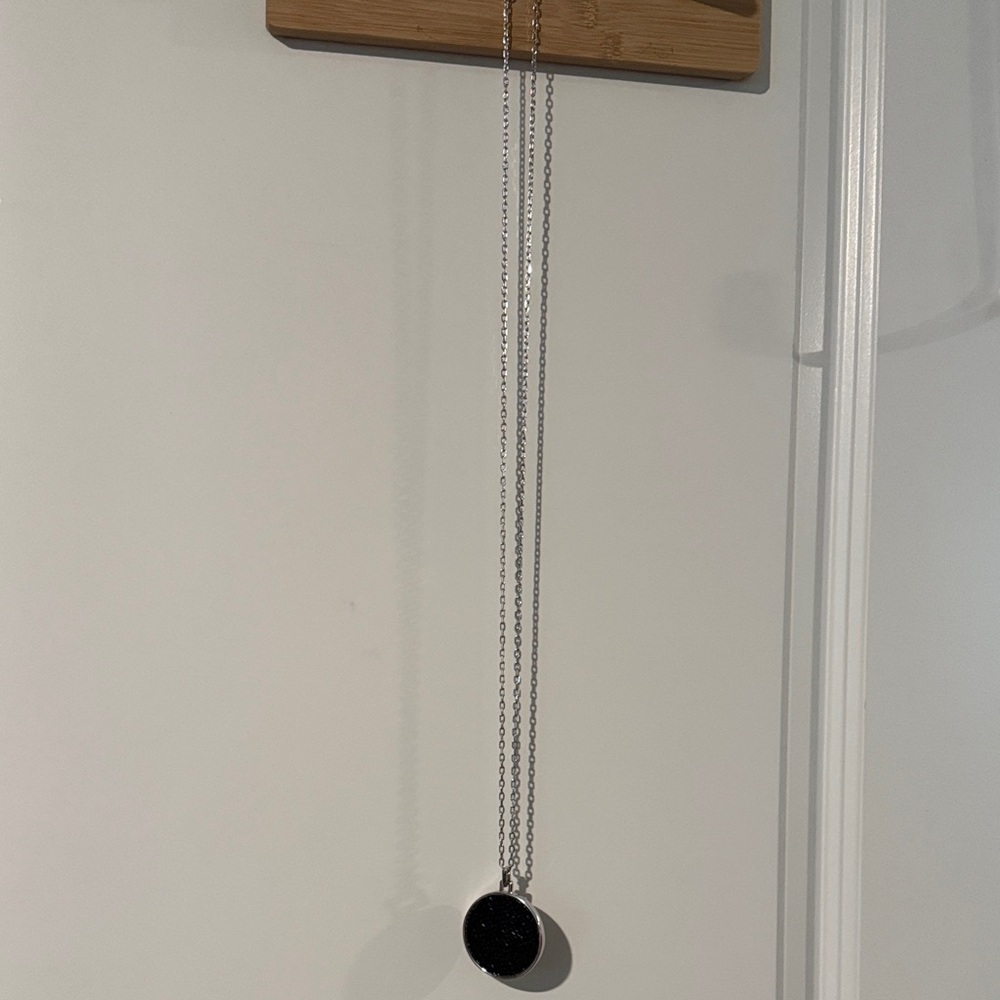 Touchstone Crystal by Swarovski Silver and Black Pendant Necklace